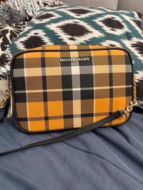 Michael Kors Orange Plaid Crossbody Bag